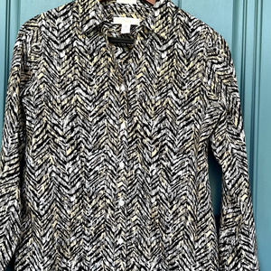 Chico's 0 (small) animal print button up top